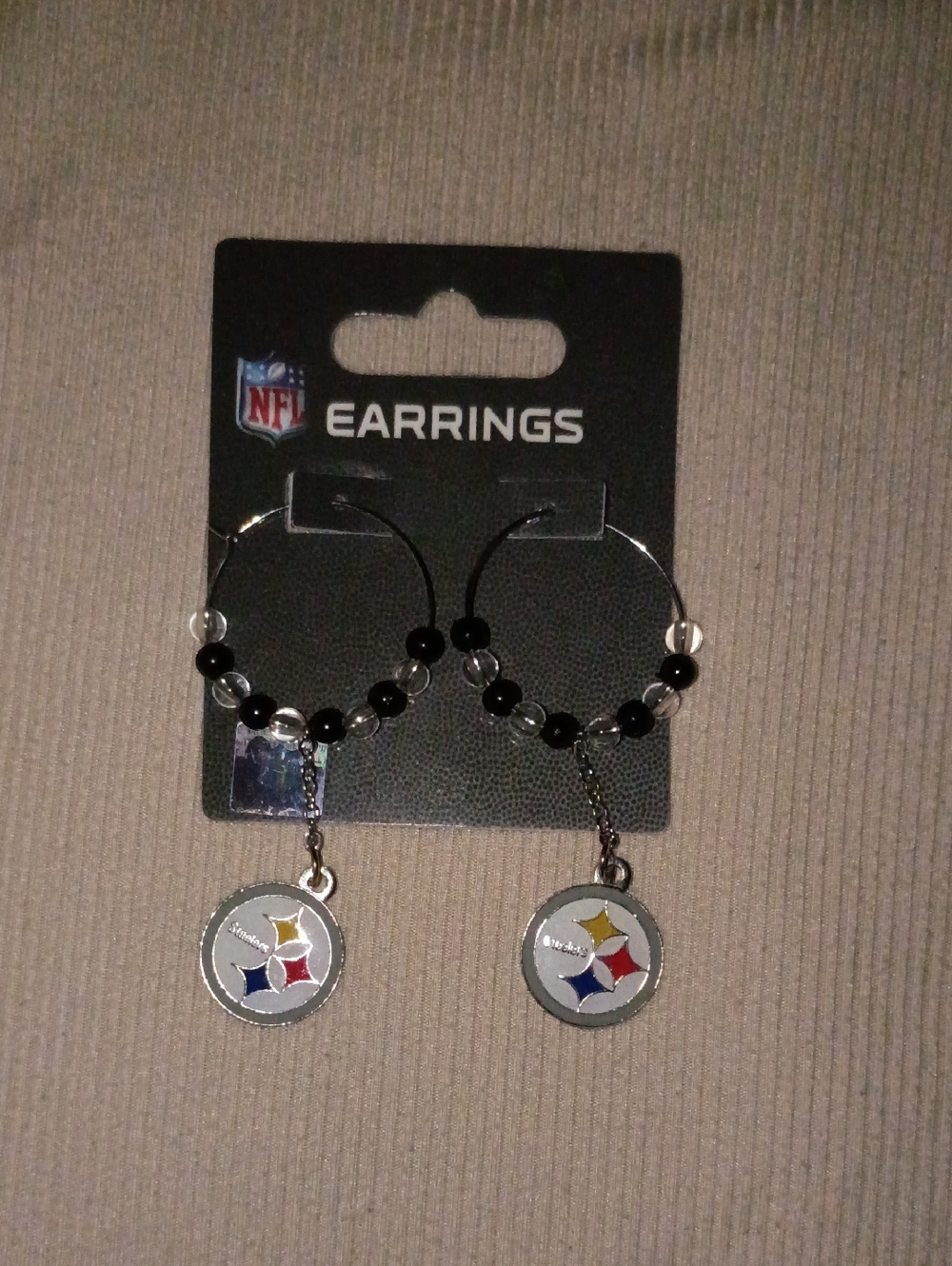 NFL Steelers Hoop Earrings - Black, Silver, Red, Yellow, Blue